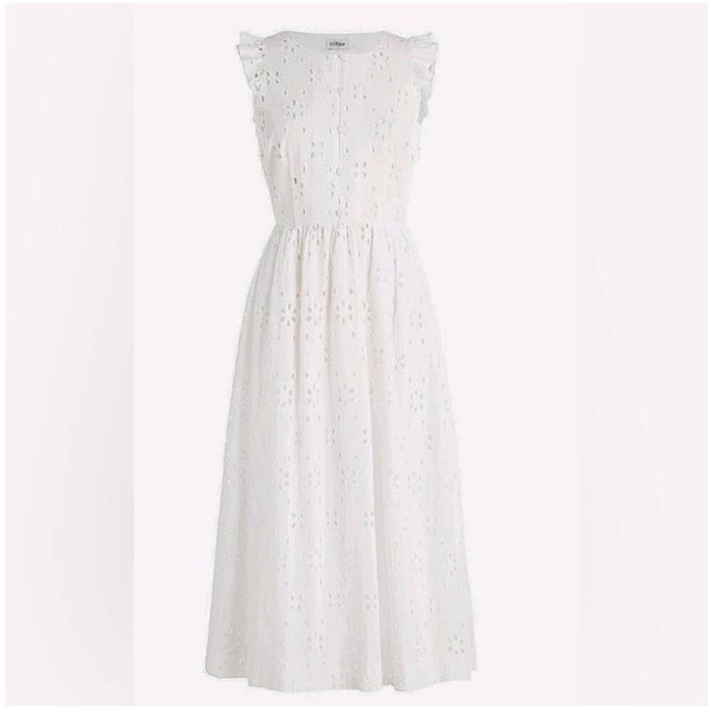 J. Crew Factory White Eyelet Midi Dress